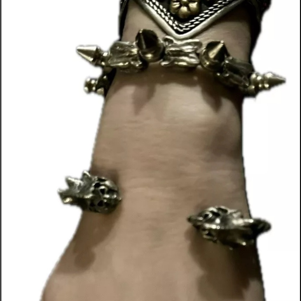 Afghan KUCHI German Silver cuff, Antique, Rare Boho/Tribal/Punk/ Festival, New - Picture 6 of 8